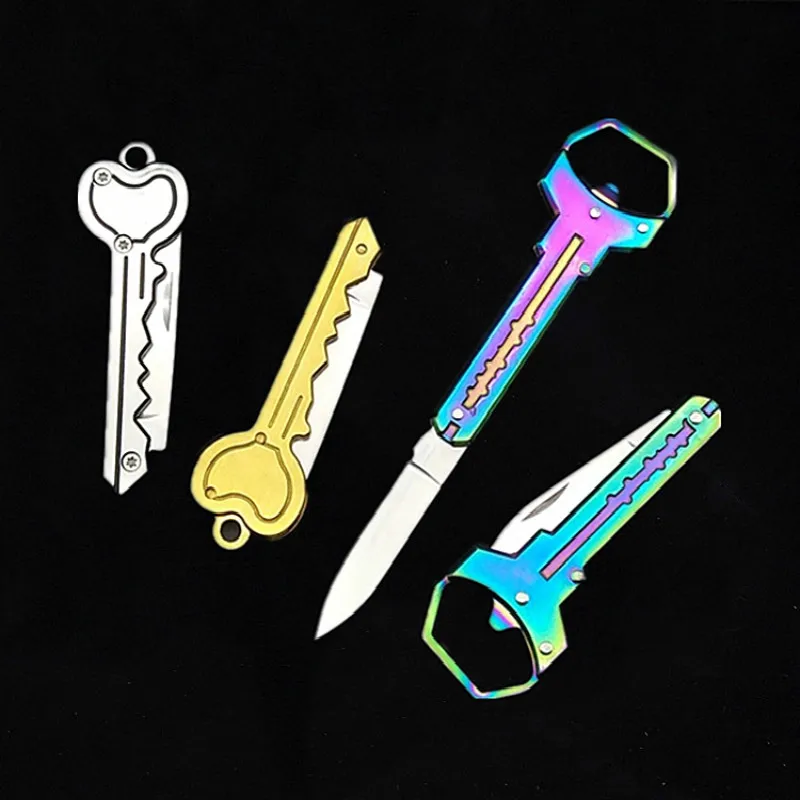 Ring Keychain Mini Knife Form Key Blade Box Package Folding Pocket Multi-tool Letter Opening Gadget Kit Camp Outdoor