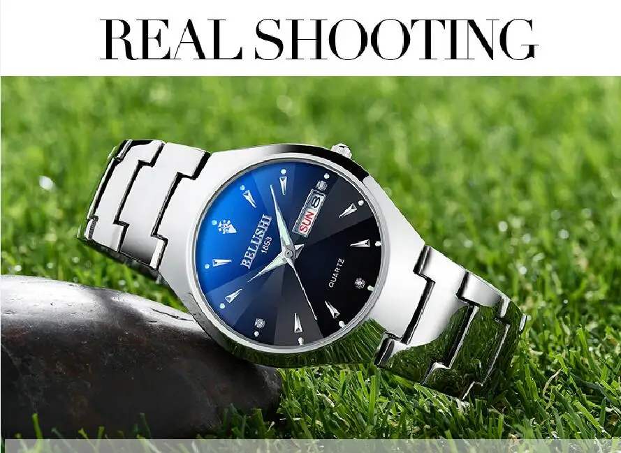 Luxury Fashion Watches Black Silver Full Steel Waterproof Date Quartz Watch Business Men For Man Women Clock Gift For Lover Wife