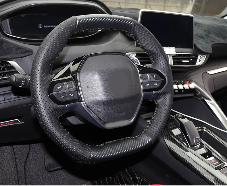 AOSRRUN автомобильные аксессуары Canbon fiber стильные кожаные сшитые вручную Чехлы рулевого колеса автомобиля для peugeot 5008 4008