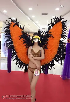 

Adults' Orange Angel feather wings for cosplay party stage show photography Underwear show products EMS free shipping