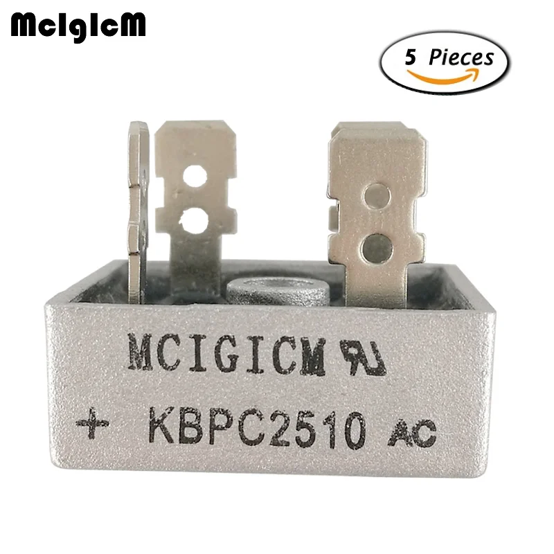 

MCIGICM 5PCS 25A 1000V diode bridge rectifier kbpc2510