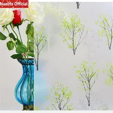 60x500 см Зеленая сосна узор самоклеящаяся стеклянная пленка для ванной окна гостиной спальни кухни непрозрачная раздвижная дверь стекло пленка