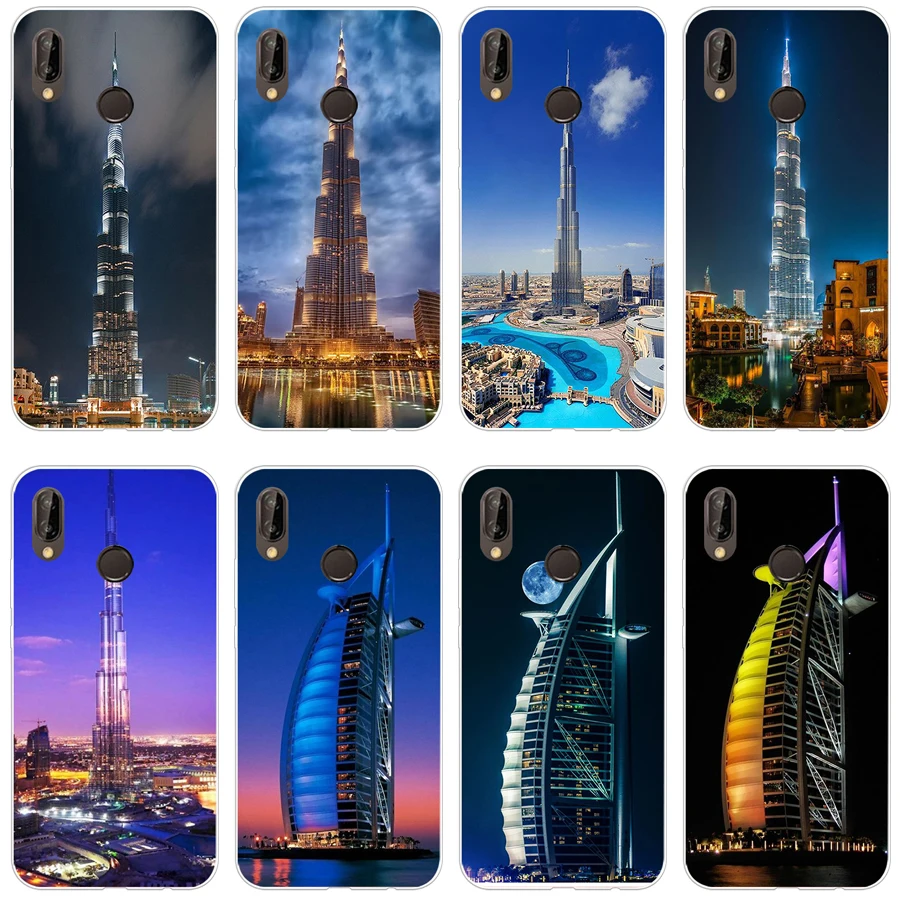10H Burj Al Arab E Khalifa Dubai Skyline Custodia Morbida In Silicone Tpu Per Huawei P 20 Lite Pro Y6 2017 Mate 10 Lite