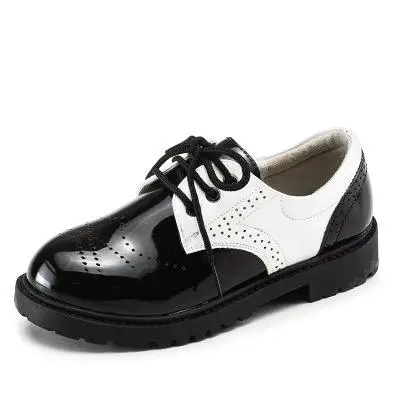 Детская обувь для мальчиков и девочек; свадебные модельные туфли-оксфорды из лакированной кожи; школьная обувь для детей; цвет черный, белый; модные повседневные лоферы; Мокасины - Цвет: White