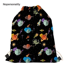 Nopersonality Designer Galaxy Star Planet Cat Drawstring Bags Cool College Students School Bags Travel Storage Package Bag