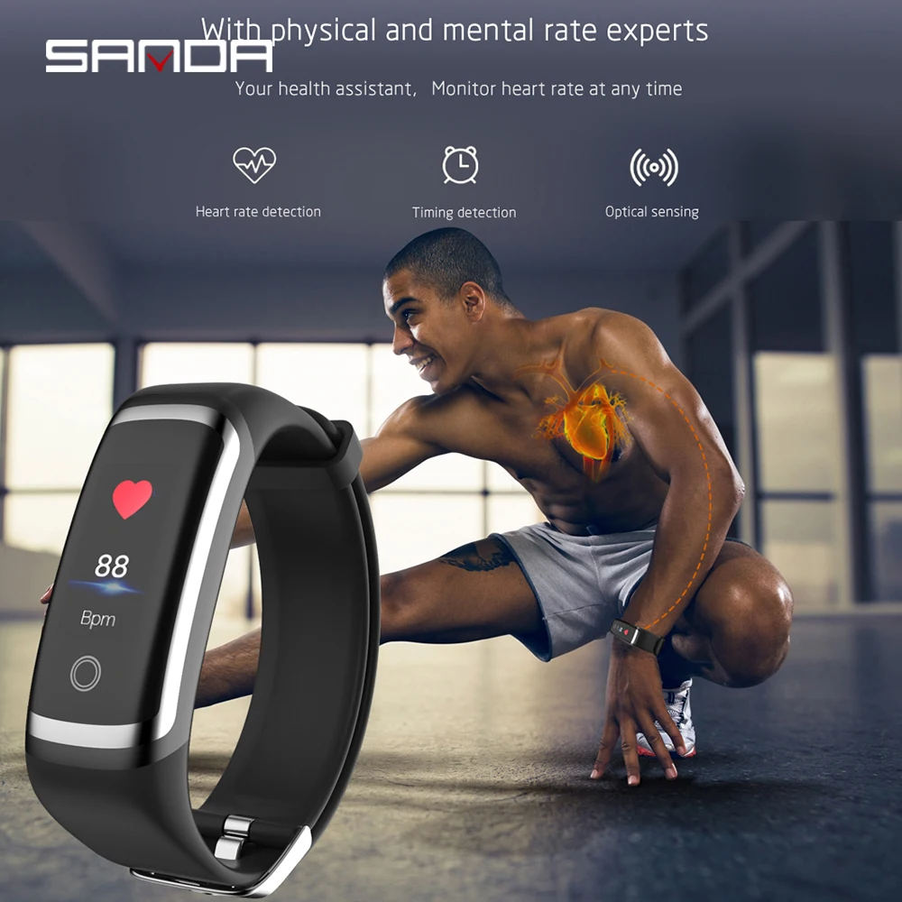 

SANDA Bluetooth 0.96" Smart Watch for IOS Android Men Women Waterproof Fitness Tracker Heart Rate Monitor Smartwatch 2018