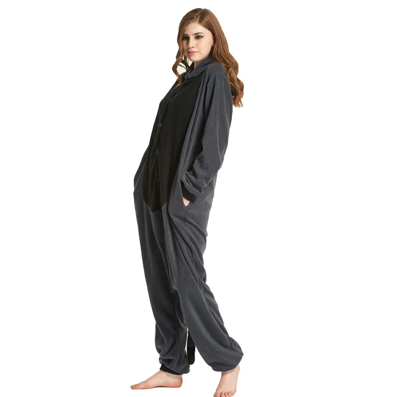 Кигуруми косплей костюм для взрослых мультфильм животных Серый Енот Onesie унисекс пижамы Косплей костюмы ночное белье комбинезон