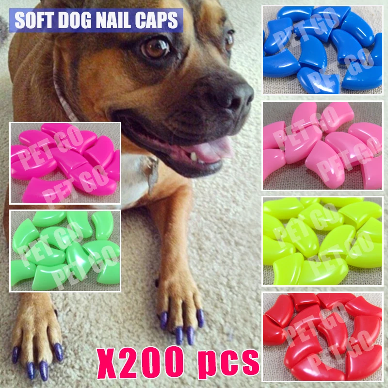 Free Shipping 200pcs/lot Pet Dog Nail Caps dog Soft Paw Caps for dog