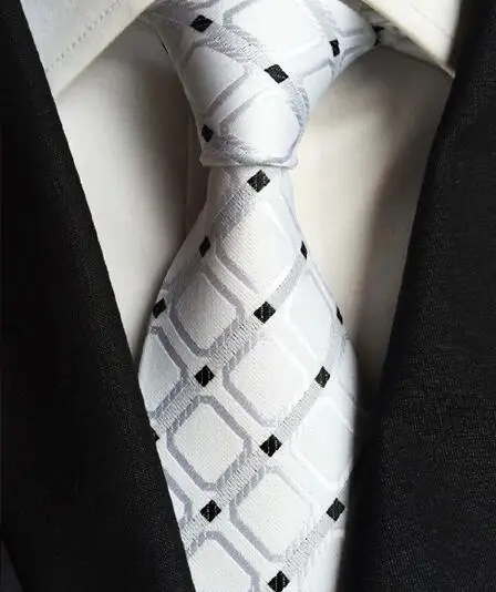 8 см классические черные, синие, белые, оранжевые полосатые галстуки для мужчин, жаккардовые Тканые шелковые галстуки, деловые, свадебные, вечерние мужские галстуки - Цвет: LUD42