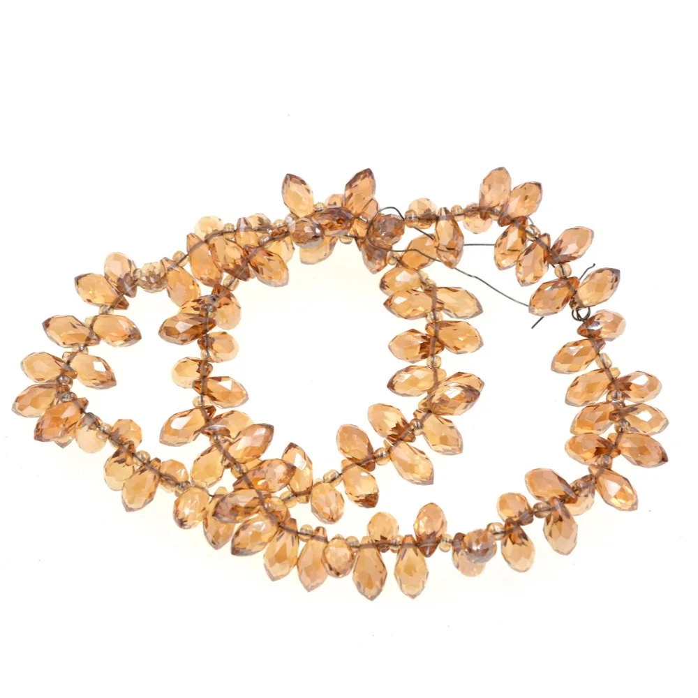 12x6mm champagne Teardrop Shape Tear Drop Glass Faceted Loose Crystal