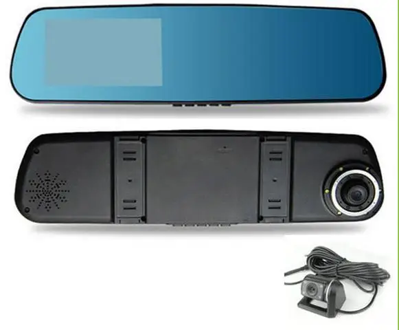 Full HD 4.3 inch 1080P Dual Lens Car DVR Two Camera Blue Mirror H.264 140 Angle View Separated Rear camera Gsensor H236 | Автомобили и