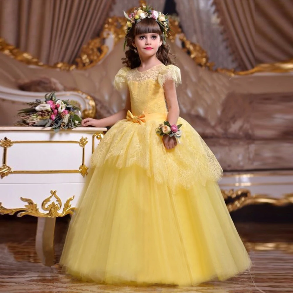 

Lace Long Wedding Teenager Girls Party Dresses Gowns Elegant Bridesmaid Dress Girl Evening Princess Dresses 8 10 14 Years LP-221
