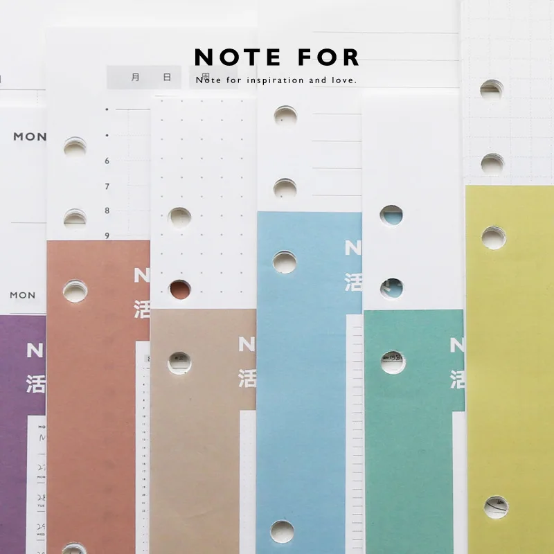 

20sheets A6 A5 Pure color simple 6 hole loose-leaf notepad for core inner Hand account Planner refills school office supply