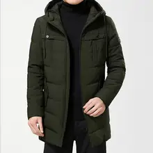 S-3XL зимняя новая Мужская одежда Повседневная утепленная хлопковая куртка средней длины с капюшоном и воротником теплое пальто однотонная верхняя одежда на молнии