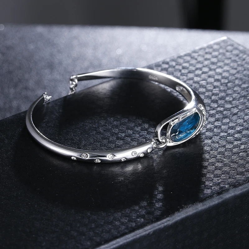 Высококачественный модный Голубой кристаллический подарок на день рождения, 925 стерлингового серебра, женские браслеты, ювелирные изделия,, женский подарок