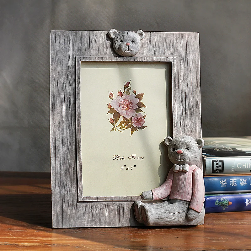 4 Color Cute Bear Resin Baby Picture Frames Home Decor 6"7"8"Photo