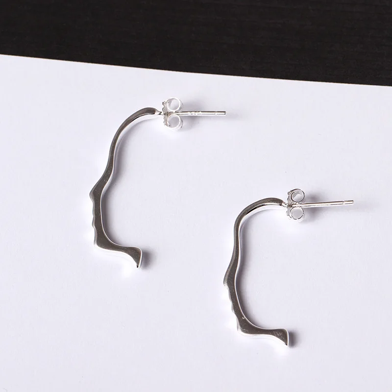 portrait Profile earrings 100% 925 Sterling silver Jewelry fashion Hypoallergenic Stud earrings for women gift