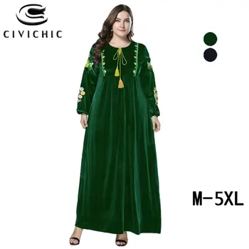 

CIVI CHIC Women Swing Gown Plus Size Long Robes Femme Retro Loose Party Vestidos Drawstring Floral Embroidery Maxi Dress DRS234