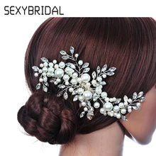 Wedding Hair Accessories For Noiva Pearl Flower Hair Comb Tiaras Crown Princess Hair Clips Women Hair