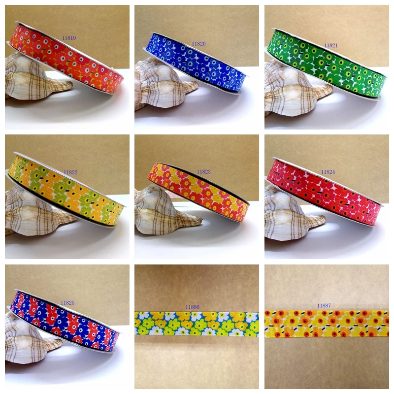

Free shipping 50 yard flower printed grosgrain ribbon 11822