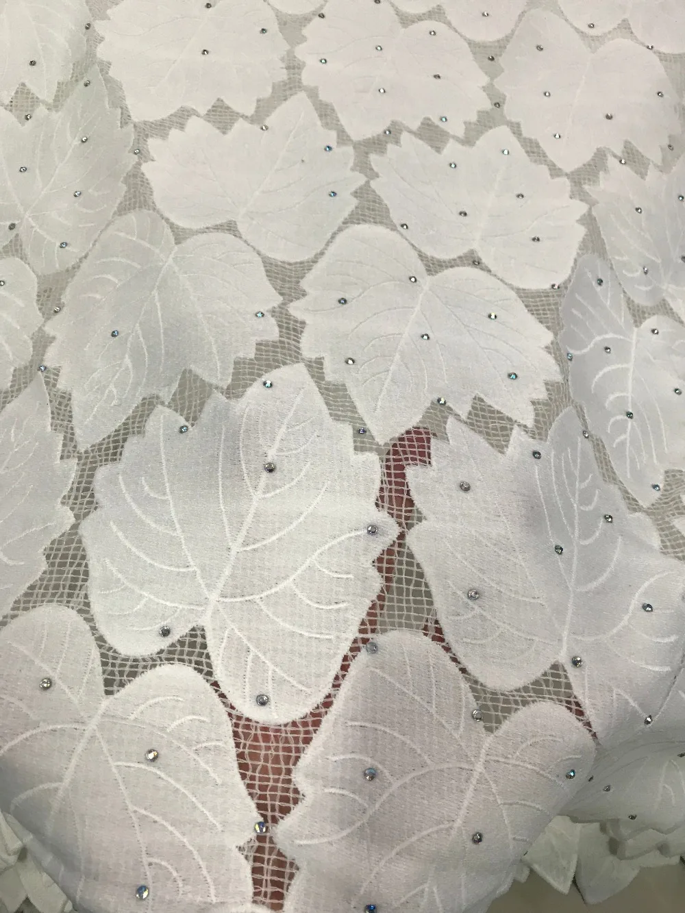 

2019 High Quality Water Soluble With stones fabric Lace French Embroidered Cord Lace Fabric With Stones