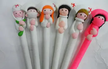 

creative different design soft clay ballpoint pen cartoon stationery prize kawaii scholl student pen office writing pen 40pc/lot