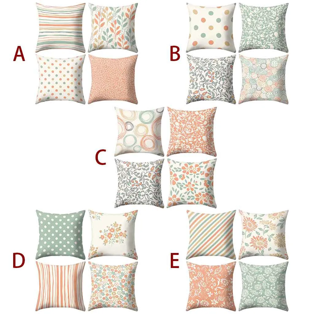 

4pc 45*45cm Square Decorative Throw Pillow Case Geometric Striped Print Flower Pillowcase For Home Modern Simple Decorative