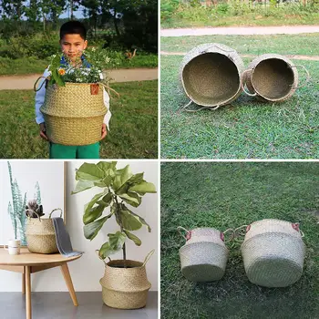 

Wicker Weaving Basket Flower Pot Holder Home Sundries Clothes Storage Organizer