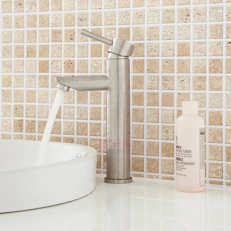 

Sus304 stainless steel eco-friendly desk mounted cold water faucet sink tap basin mixer