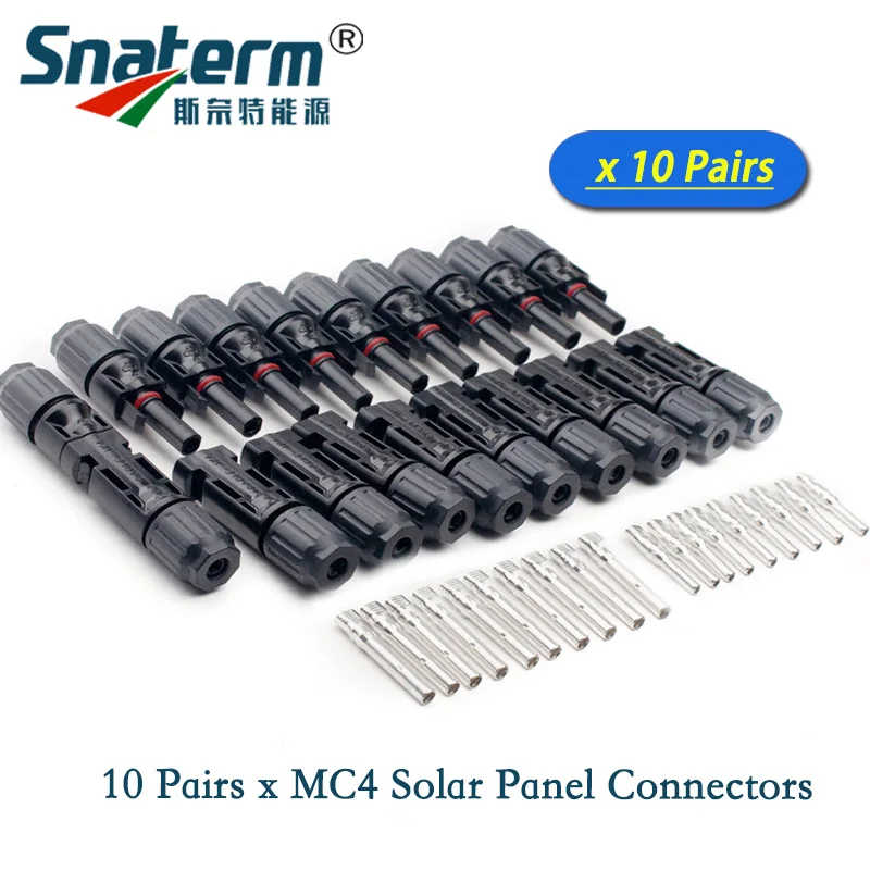 

10Pairs x MC4 Solar Cells Connectors/MC4 PV Connector male and female 30A 1000V for Solar PV Cable 6/4/2.5 mm2 10/12/14 AWG