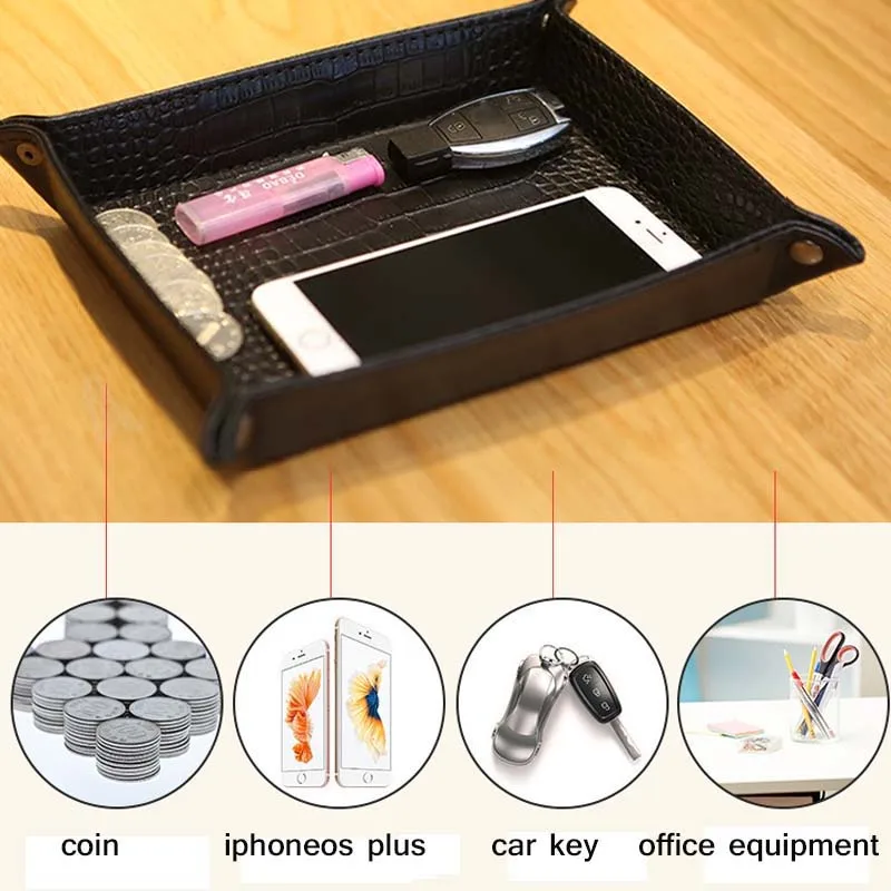 JINSERTA, складная коробка для хранения из искусственной кожи, поднос для игральных костей, настольный кошелек для ключей, лоток для монет, коробка для хранения мелочей и салфетки