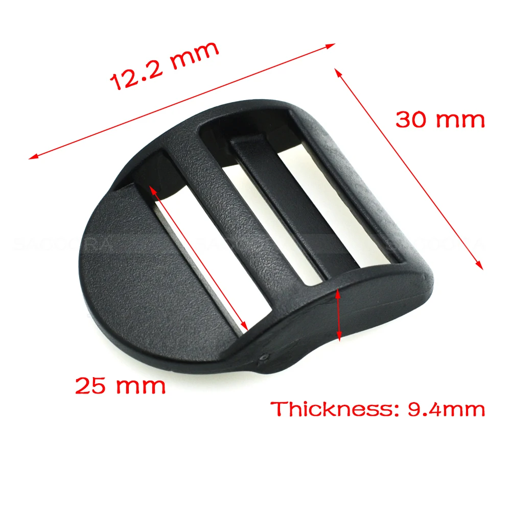 10pcs/pack 1"black Ladder Lock Slider Plastic Buckles Backpack Straps