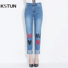 Джинсы kstun женские с высокой талией прямые тонкие эластичные джинсовые брюки для мам женские большие размеры пуш-ап женские брюки Кот пантолон