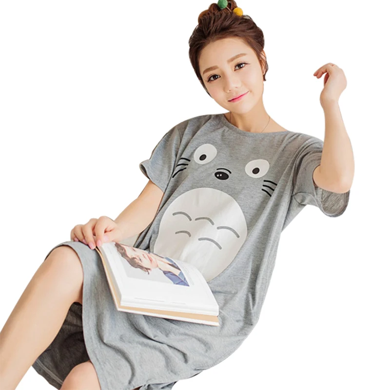 

3XL Cotton Soft Women Nightdress Animal Printed Summer Home Clothes for Women Nightgown Cartton Sleep Nightwear Dress Female