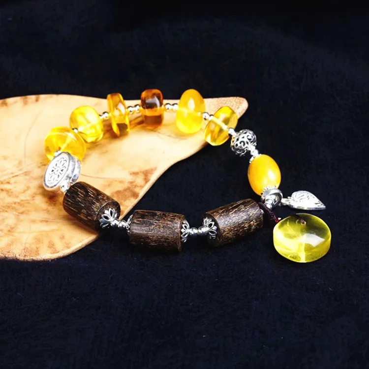 

fashion jewelry silver ore natural beeswax gold color silver bracelet for woman female