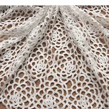 Белые Свадебные Кружева Чистая кружевная ткань, свадебное, бальное платье ткань с выдолбленным рисунком розы, 1 ярд