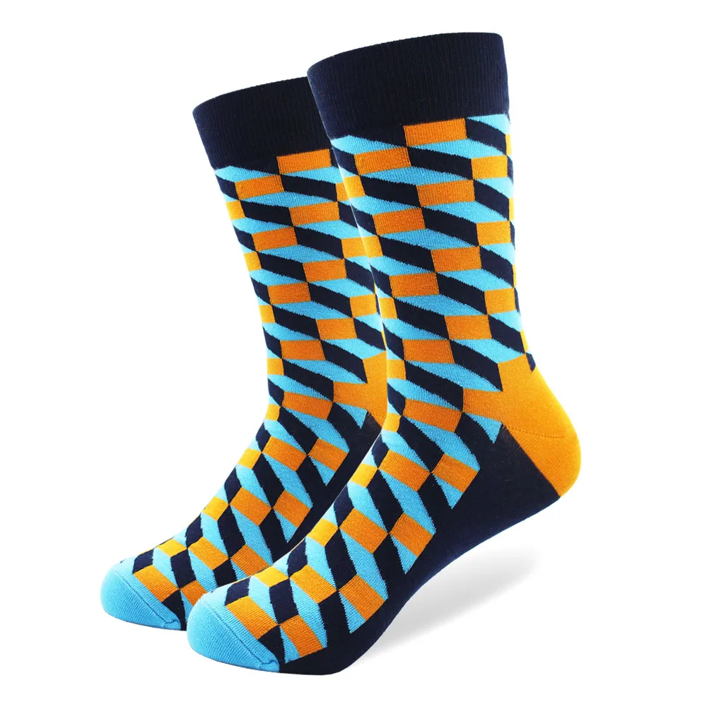 2018 New Arrival Men's filled Optic Puzzle Funny Combed Cotton Socks Casual Colorful Crew Happy Wedding Gift | Мужская одежда