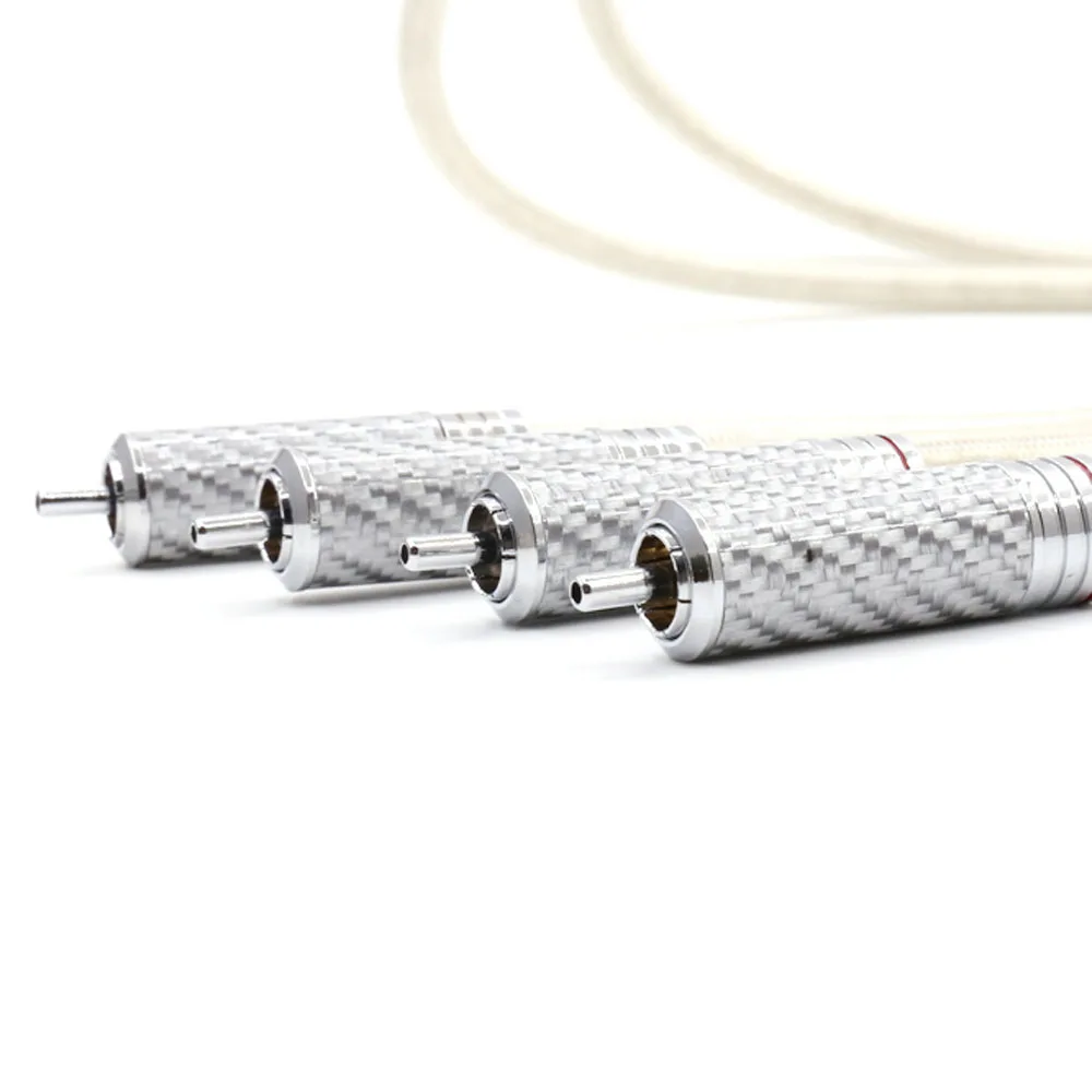 Посеребренный Hifi RCA аудиокабель 6N OFC 2RCA соединительный кабель с разъемом из