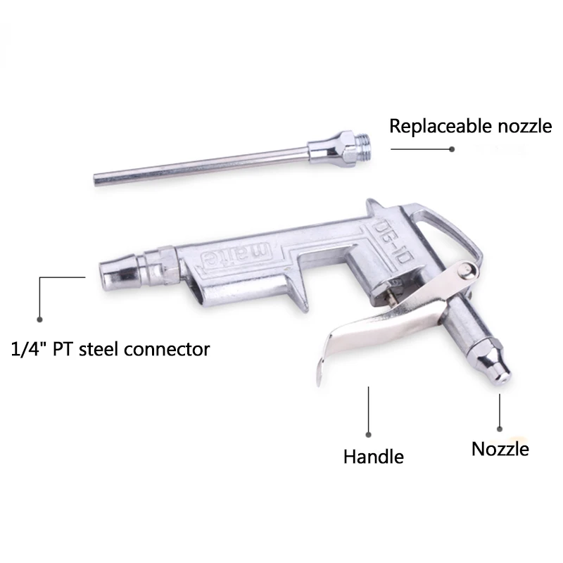 Высокое качество 1/" Пневматический выдувной пистолет DG-10 воздуходувка тряпка чистый пистолет-распылитель моющего средства с соединитель воздушного шланга трубка 8*5