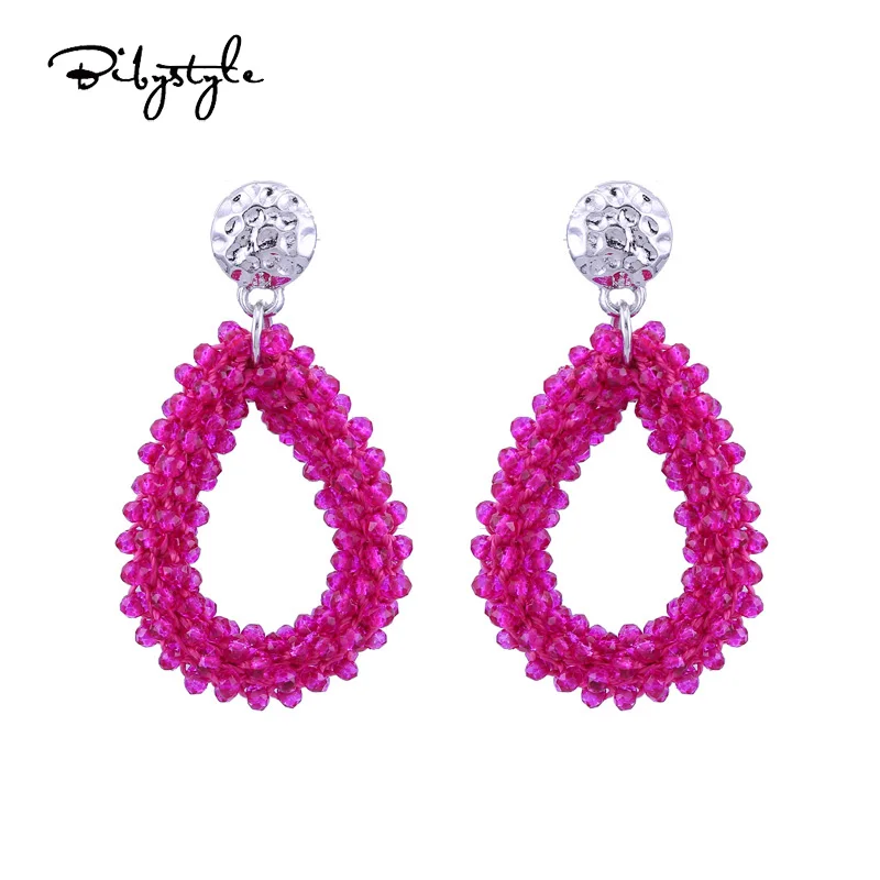 

BibyStyle Crystal Beads Big Water Drop Wedding Earrings For Women Zinc Alloy Bohemian Oorbellen Fashion Jewelry Wholesale