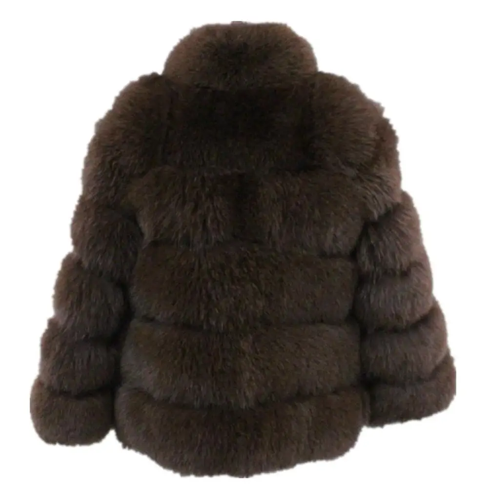 Lisa Colly, новинка, длинная куртка из искусственного лисьего меха, пальто для женщин, зимняя куртка из искусственного лисьего меха, пальто для женщин, теплое пальто из лисьего меха, верхняя одежда - Цвет: Коричневый