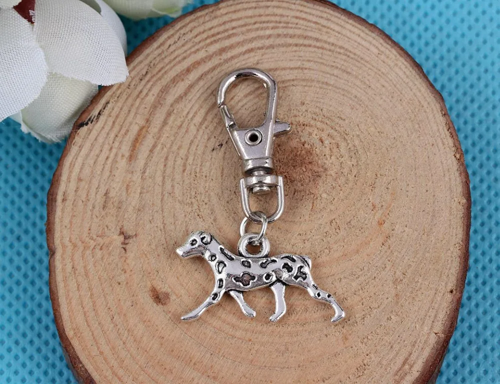 Hound Dog Keychain Ring Vintage Silver Charm Key Chains For Keys Car