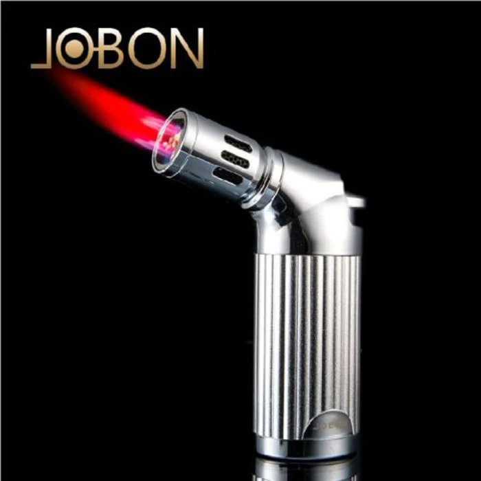 Silver Jobon Quad Jet Flame Cigar Torch Lighter Butane Refillable