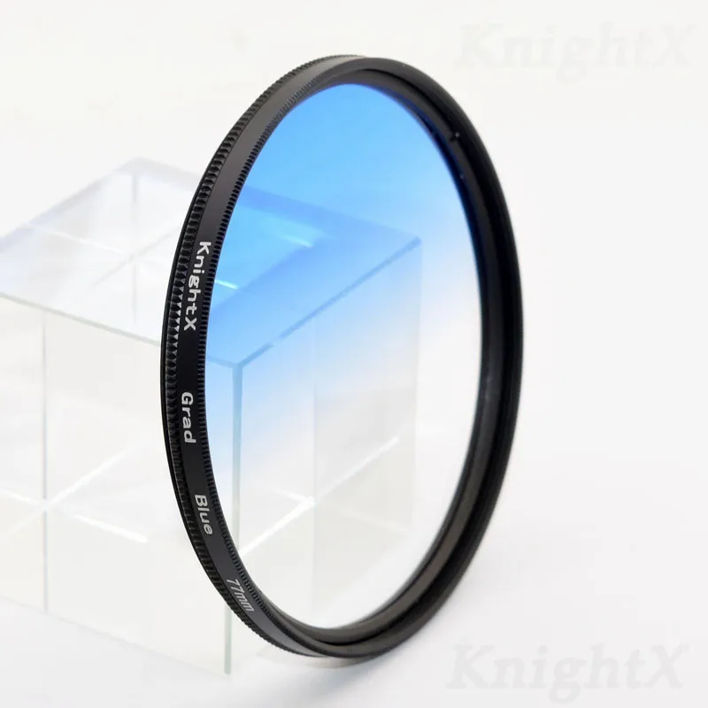 KnightX 24 цветной фильтр для nikon canon 18-55 d80 anamorphique объектив eos 600d фотография lentes para 52 мм 58 мм 67 мм uv CPL nd - Цвет: Grad Blue