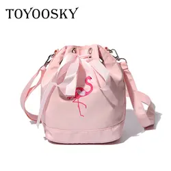 TOYOOSKY Harajuku Фламинго Вышивка Сумка для женщин ведро ленты сумка водостойкие пляжная сумка дизайнер бренда женской одежды