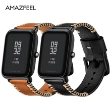 20mm Leather Strap for Xiaomi Huami Amazfit Bip BIT Smart Watch Bracelet for Xiaomi Amazfit Band Strap Genuine Leather Belt