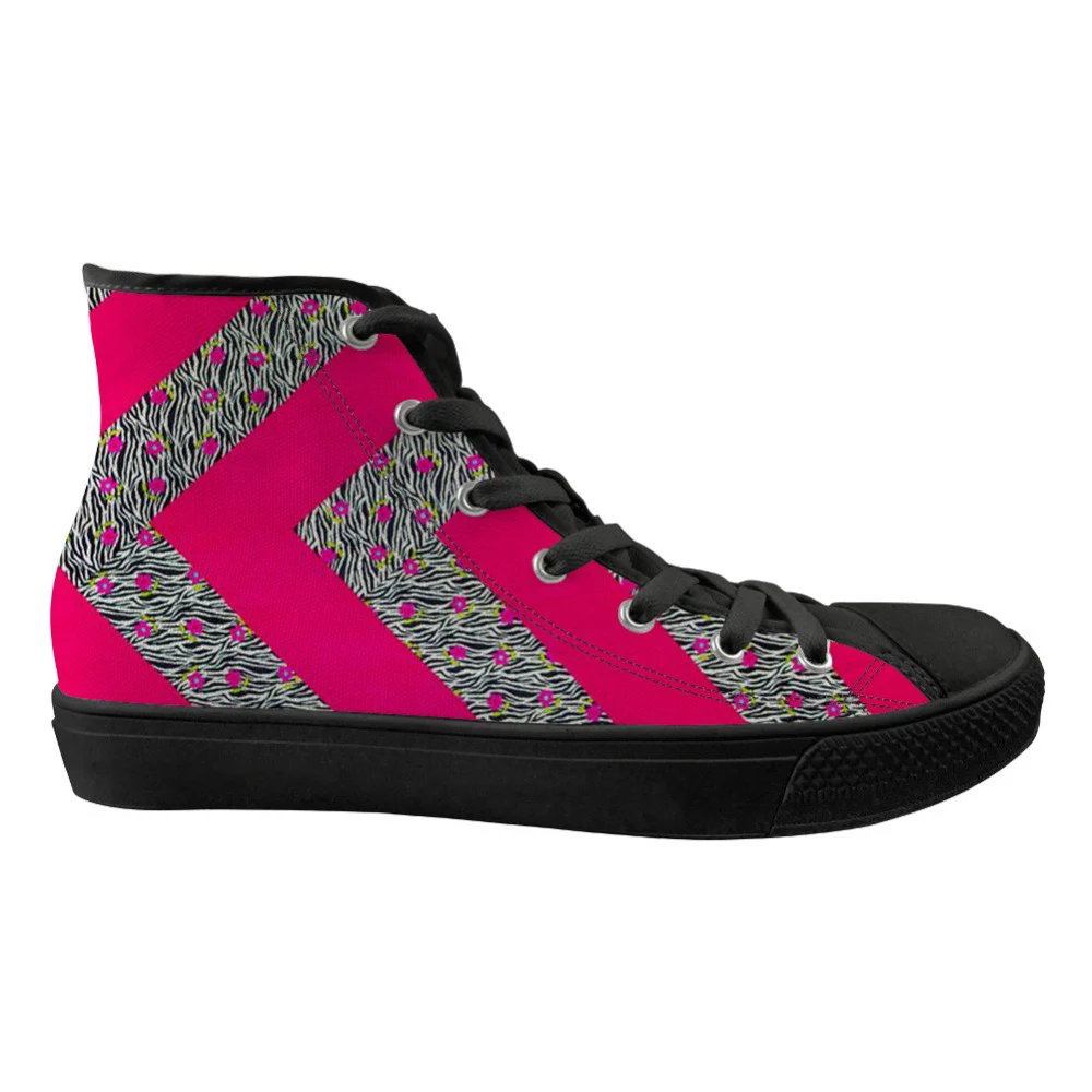 

Customized 2019 Spring Men High-Top Vulcanized Shoes Fashion Chevron Printed Men Canvas Shoes Student Boy Daily Flats Sneakers