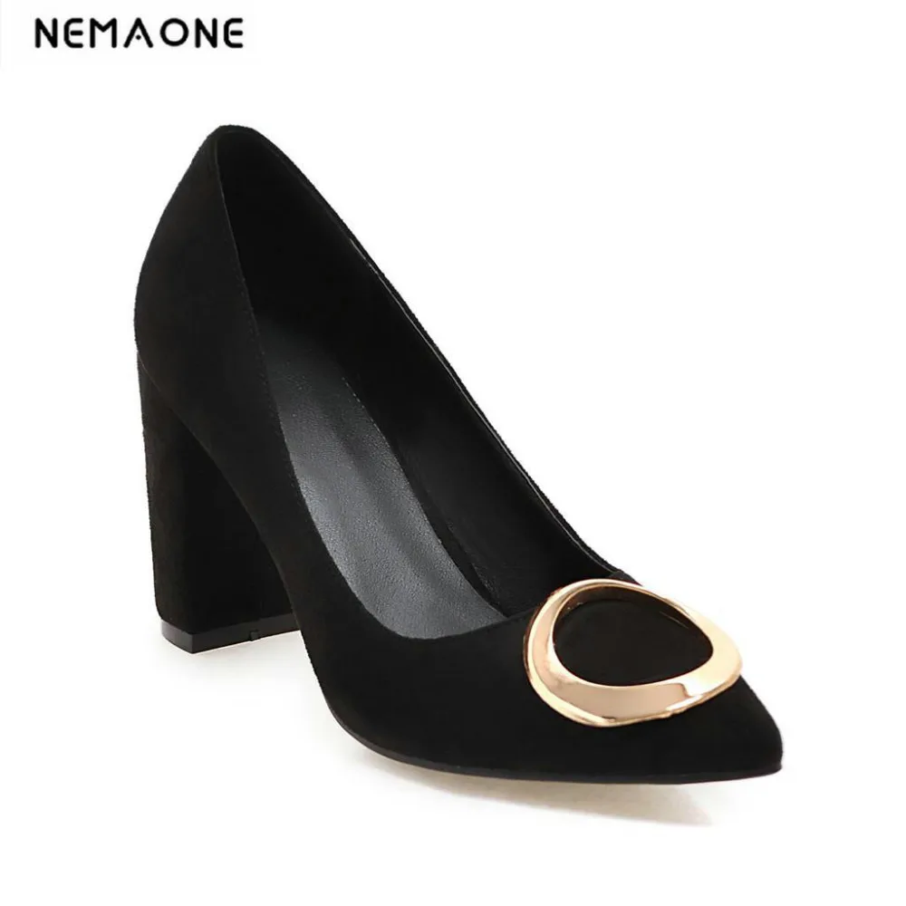 

2018 Vintage Sexy Pointed toe High Heels Women Heeled Shoes Fashion Women's Pumps Brand Ladies square Heels