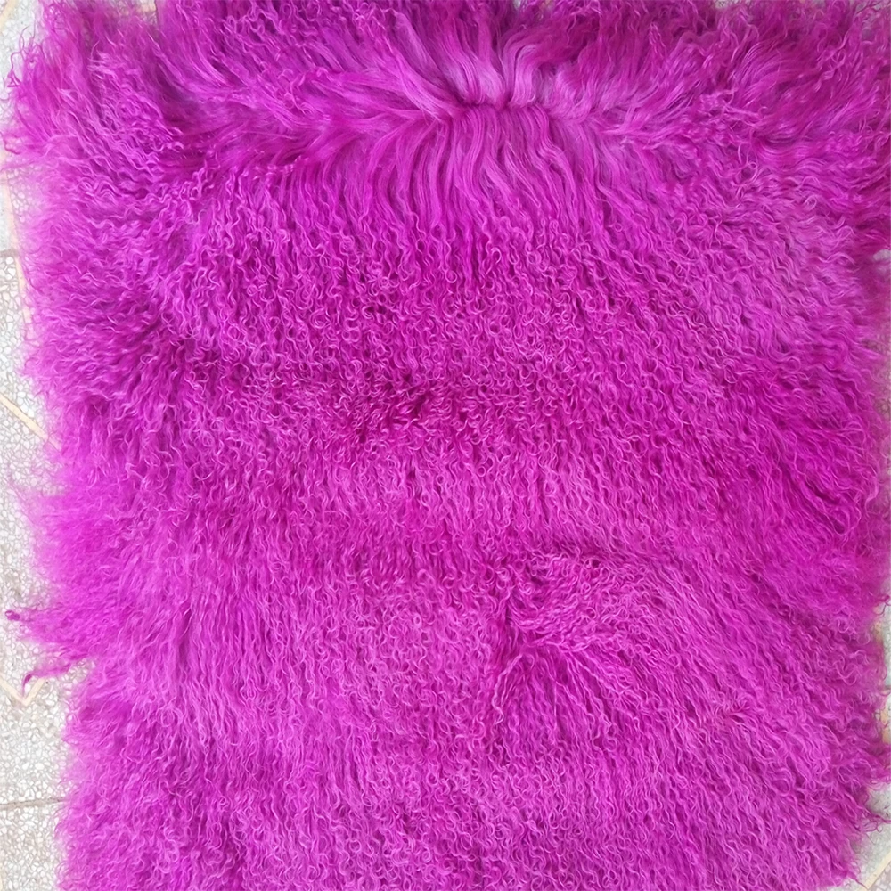 Purple Mongolian fur Blanket For Bed Rug Real Carpet Decorative