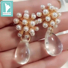

2018 female RESIN round small dangling earring with neat and round pearls pendants for female holiday party jewelry